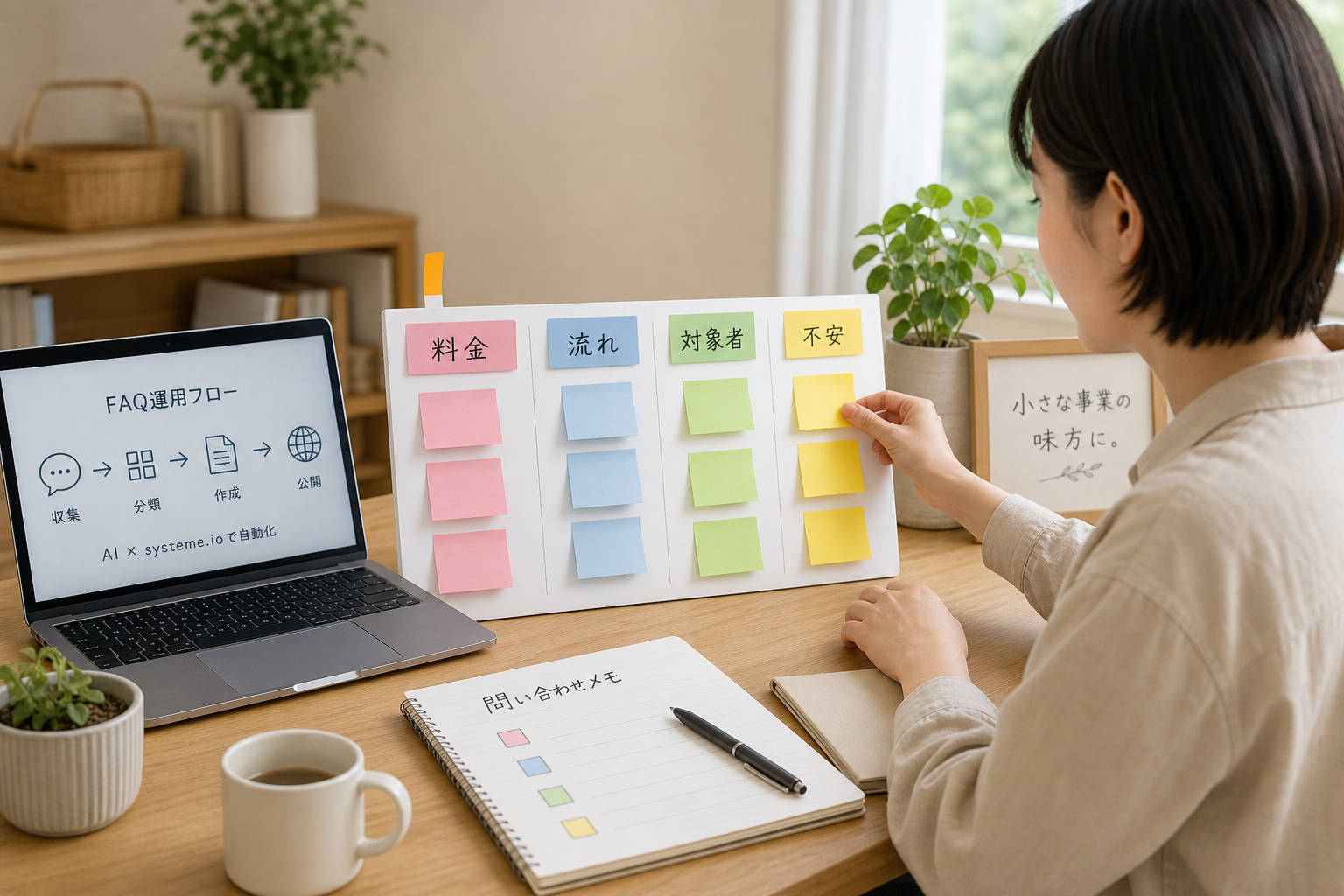 問い合わせを4種類に分類する作業