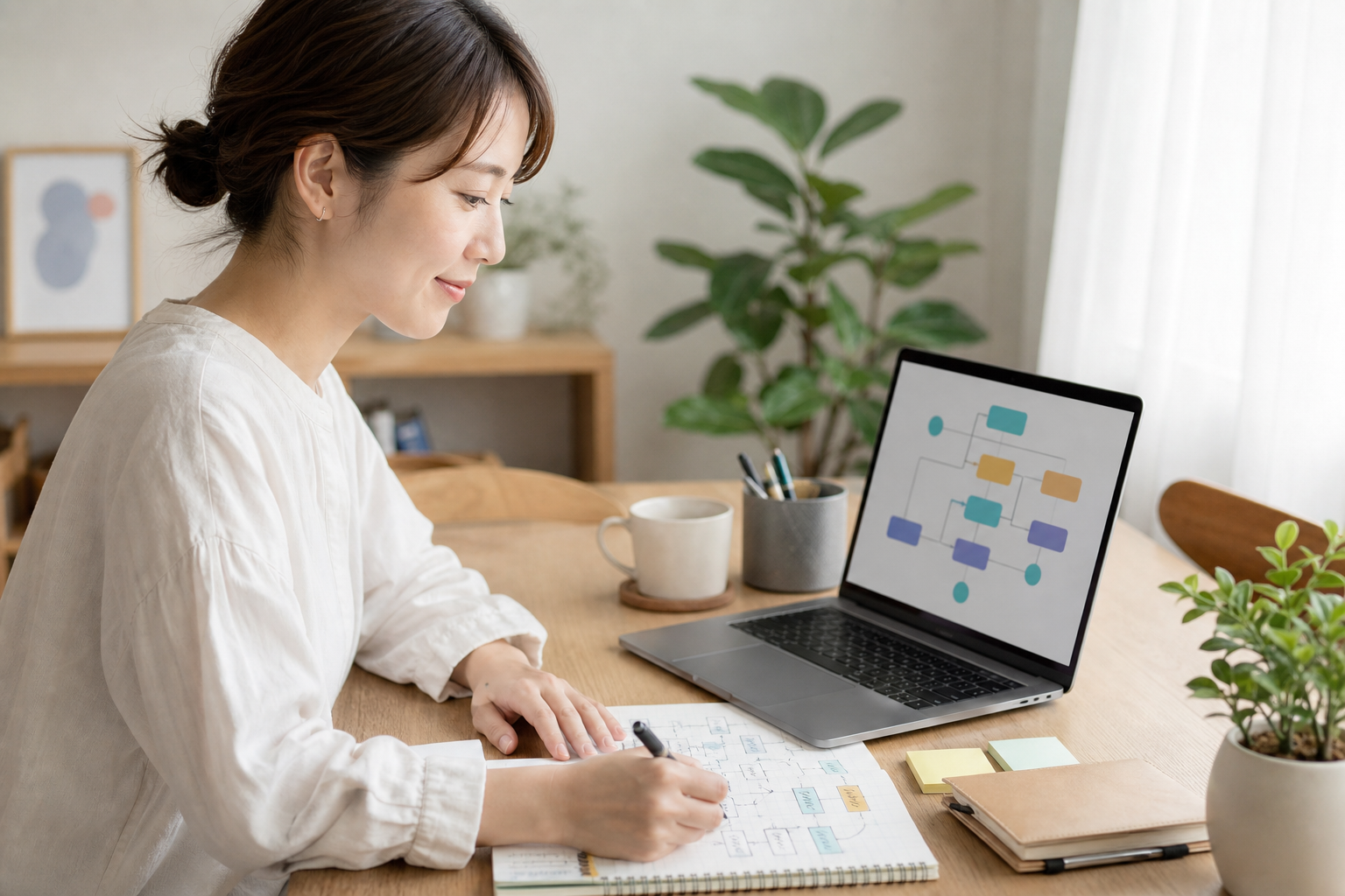 小規模事業者が申し込み後の案内を整理している様子